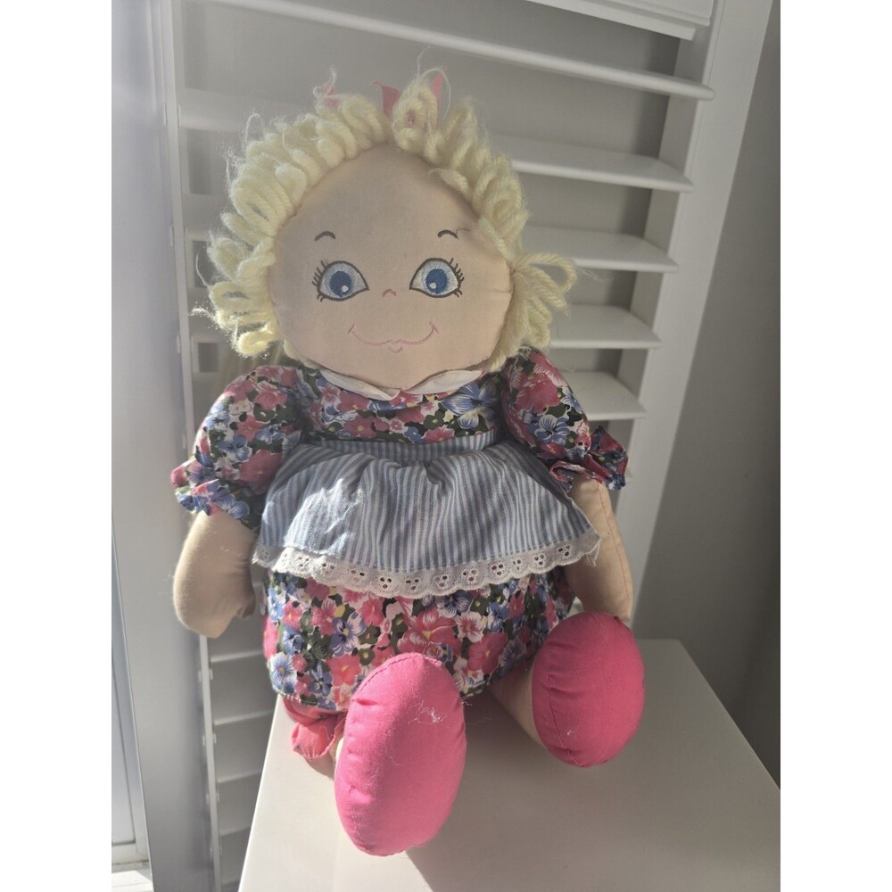 VTG 1992 Commonwealth Playful Friends Rag Doll Blonde Curly Yarn Hair Blue Eyes